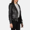 Alison Black Leather Biker Jacket with Classic Biker Styling