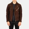 Armand Suede Biker Jacket in Mocha Brown