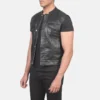 Men's Atlas Black Leather Motorcycle Vest