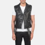 Black Leather Biker Vest