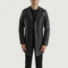 Men's Black Leather Coat for Winter and Casual Wear