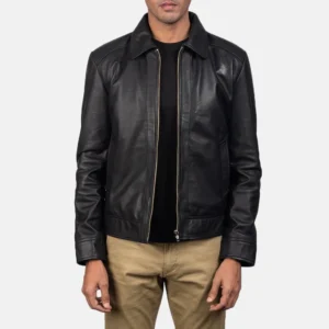 Classic Black Leather Jacket for Casual Wear