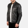 Black Ionic Leather Jacket for Casual Wear