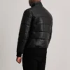 Black Leather Winter Bomber Jacket