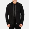 Classic Black Suede Jacket with Biker Style