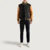Black and Gold Varsity Jacket detailed design