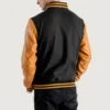 Black and Gold Varsity Letterman Jacket back view
