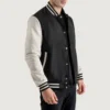Black and White Letterman Jacket side view