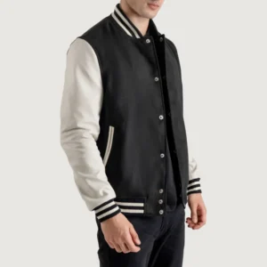 Black and White Letterman Jacket side view