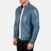 Ionic Blue Leather Jacket for Men