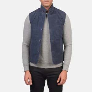Premium Suede Vest in Blue