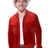 Grammy 2026 Brandon Lake Jacket in Rich Red Suede