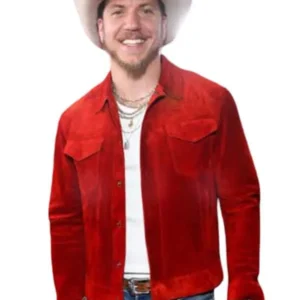 Grammy 2026 Brandon Lake Jacket in Rich Red Suede