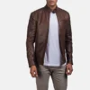 Brown Leather Motorcycle Biker Jacket for Men