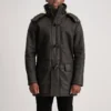 Men's Brown Leather Duffle Coat for Winter Wear