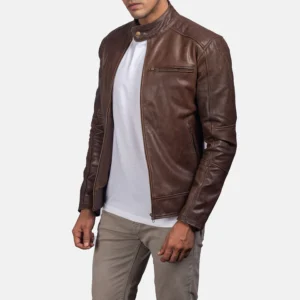 Stylish Brown Leather Biker Jacket