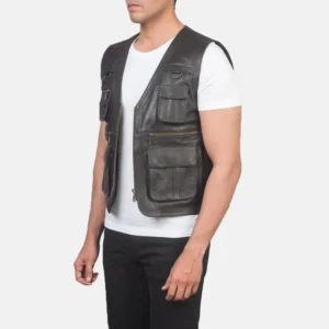Safari Brown Leather Vest for Men