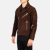 Mocha Suede Jacket with Biker Style