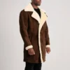 Men's Brown Suede Shearling Winter Coat