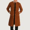 Men's Brown Suede Varsity Coat for Casual Wear