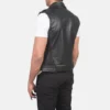 Black Leather Biker Vest for Men