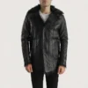 Luxury Black Leather Winter Coat for Men