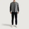 Gray and Black Varsity Jacket detailed design