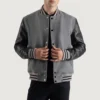 Gray and Black Varsity Letterman Jacket front view