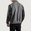 Gray and Black Varsity Letterman Jacket back view
