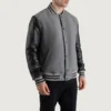 Gray and Black Letterman Jacket side view