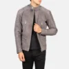 Premium Men's Grey Suede Motorcycle Jacket