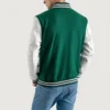 Green and White Varsity Letterman Jacket back view