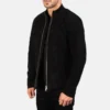 Black Suede Biker Jacket for Men