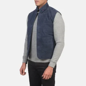 Men's Blue Suede Casual Vest