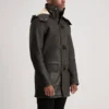 Classic Brown Leather Duffle Coat