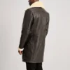 Stylish Men's Brown Leather Winter Coat