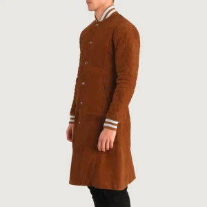Brown Suede Varsity Coat for Men