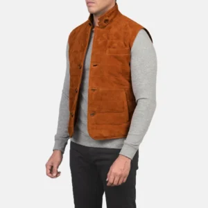 Men's Brown Suede Layering Vest