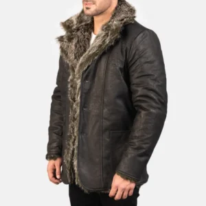 Men's Furlong Leather Coat Front View