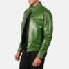 Stylish Green Leather Biker Jacket
