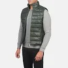 Men's Green Leather Quilted Vest