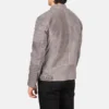 Grey Suede Jacket with Classic Biker Design