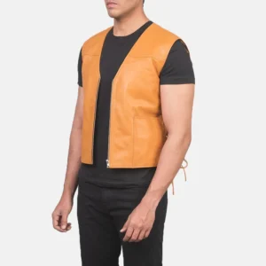 Men's Tan Brown Leather Layering Vest