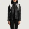 Metallic Black Leather Biker Jacket with Edgy Motorcycle Styling