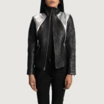 Metallic Black Leather Biker Jacket
