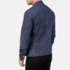 Navy Blue Suede Biker Jacket for Men