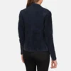Navy Blue Suede Biker Jacket for Stylish Motorcycle Fashion