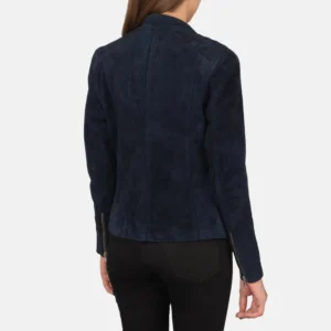 Navy Blue Suede Biker Jacket for Stylish Motorcycle Fashion