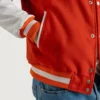 Orange and White Letterman Jacket close up