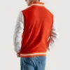 Orange and White Varsity Letterman Jacket back view